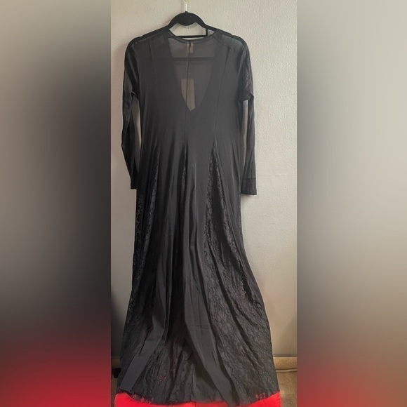 NWT Free People X HAH Mama C Maxi Sheer Dress in Black. Size Small. - Picture 4 of 8